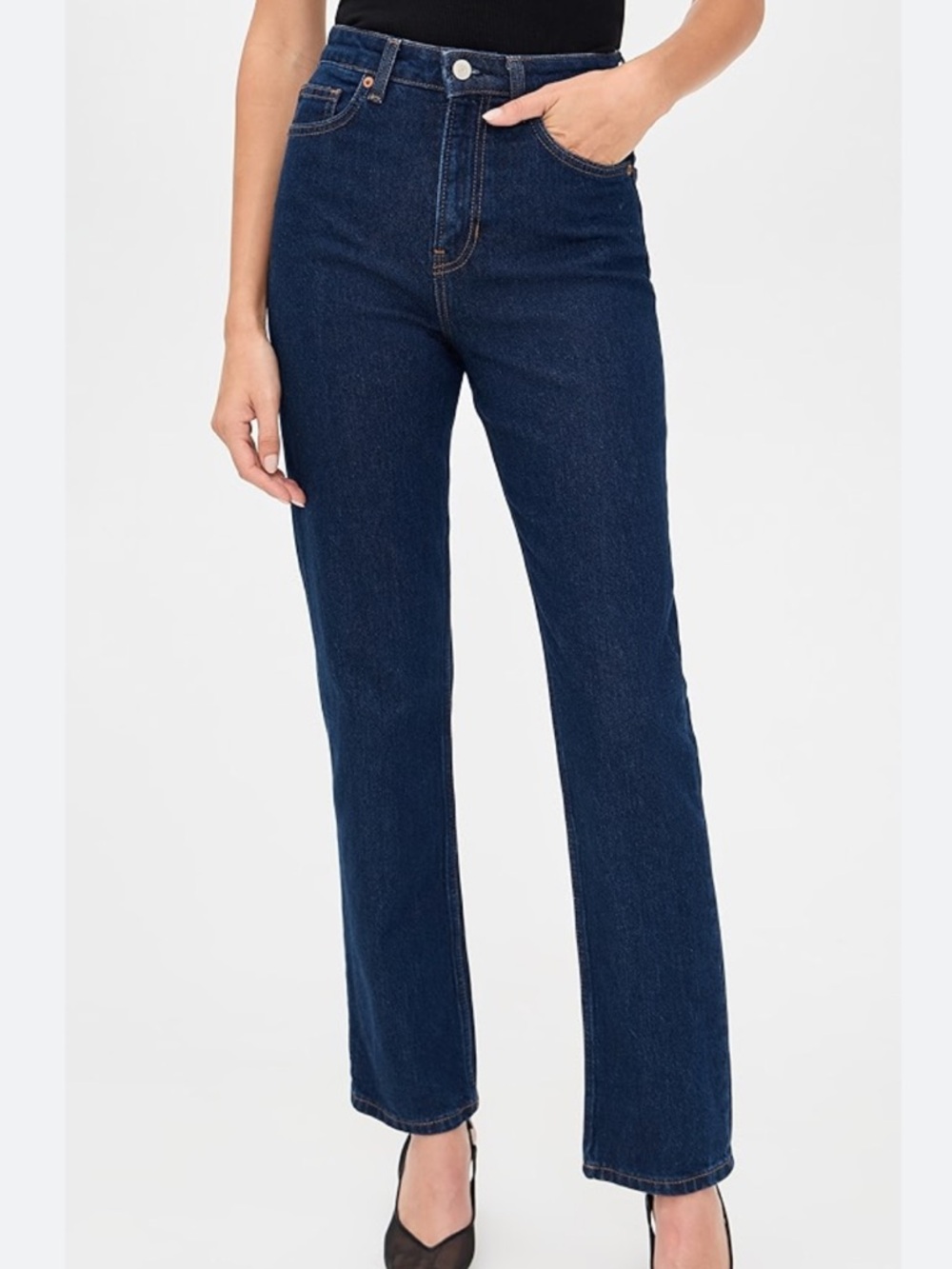 Reformation Jax Dark Blue Straight Leg Jeans